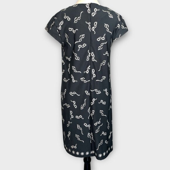 JB By Julie Brown Sheath Dress MEDIUM Black Whimsical Print Neiman Marcus NEW - Picture 5 of 11